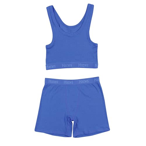Hanes Women's Originals SuperSoft Comfywear 2 Piece Lounge Crop Top & Boxer Shorts Loungewear Set