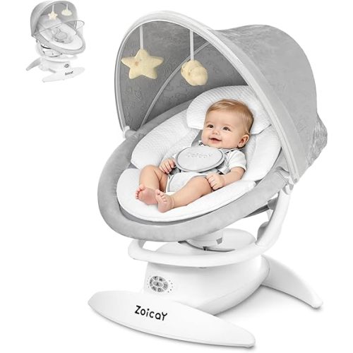 3-in-1 Baby Swing for Infants with Motion Detection, Infant Swing with 5 Speeds & 3 Swing Modes, 12 Lullabies, Electric Swing for Baby, Up to 25 lbs, White