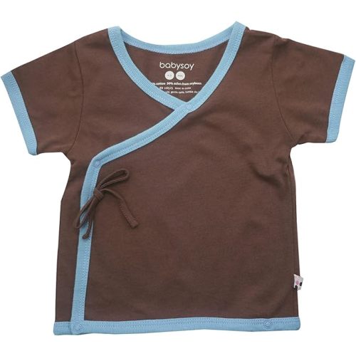 Babysoy Unisex Baby Toddler Short Sleeve Wrap Around Kimono Tee Shirt