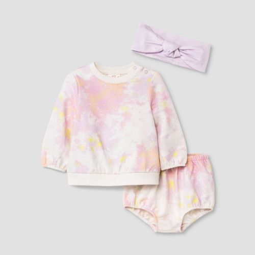 Baby Girls' Tie-Dye Sweatshirt & Leggings Set with Headband - Cat & Jack™ Pink