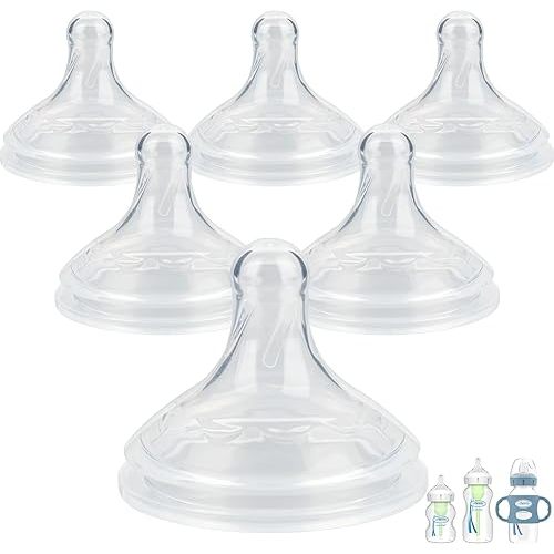 Silicone Nipple for Dr.Brown's Wide-Nick Baby Bottles,Level 2 Nipples, Medium Flow, 3m+, 6 Count