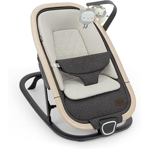 Noah 2-in-1 Baby Bouncer & Rocker - Portable Reclining Chair with Cushion & Toys for Infants 0-9 Months, Charcoal