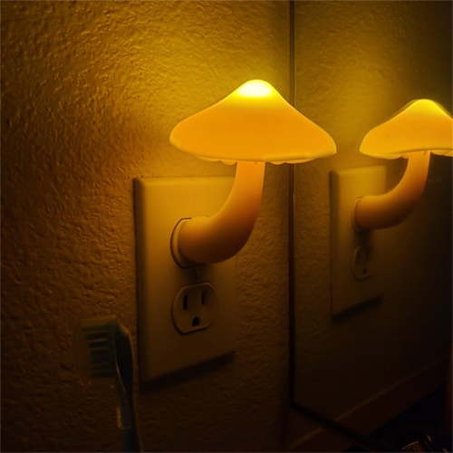 Sensor LED Night Lights, Cute Mushroom Night Light Plug in Wall Lamps, for Bedroom, Bathroom, Kitchen, Hallway and Stairs, Intelligently Light Control, Great Gift (Warm Yellow)