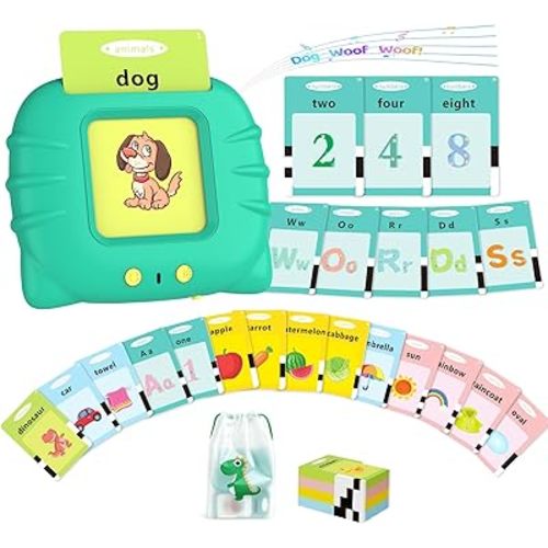 Aullsaty Talking Flash Cards for Toddlers 1-3, Upgraded 248 Sight Words Montessori Speech Therapy Toy, Autism Sensory Educational Learning Toys, Birthday Gifts for Boys Girls (Green)