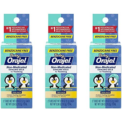 Orajel Non-Medicated Baby Teething Day & Night Cooling Gels 0.18 oz Twin Pack (Pack of 3)