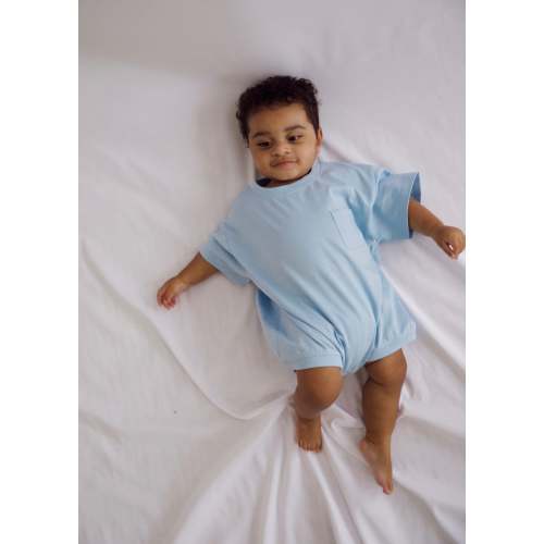 Cory Pocket Romper in Dream Blue