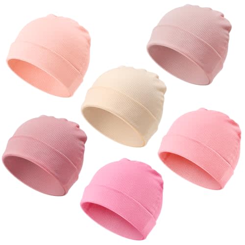 DRESHOW BQUBO 6 Pack Baby Newborn Hats Set for Unisex Infant Newborn Toddler Soft Beanie Hat for Boys Girls 0-24 Months