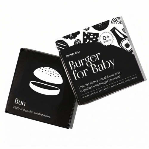 Burger for Baby High-Contrast Art Cards | B&W Newborn Toy – Chunky Deli