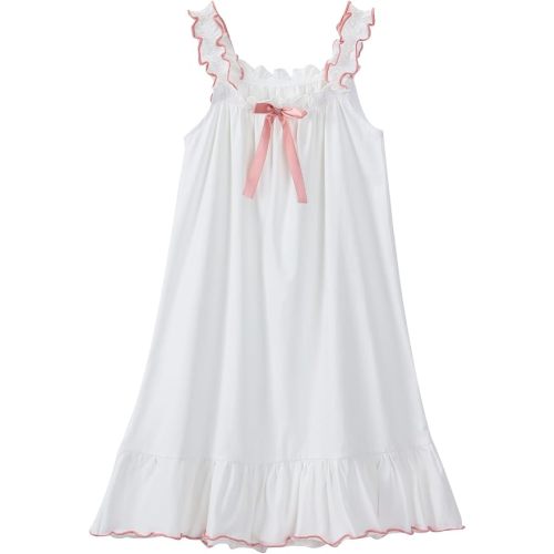 Girls Nightgowns Cute Embroidered Lace Cotton Princess Pajamas Dress for 3-12 Years Kids