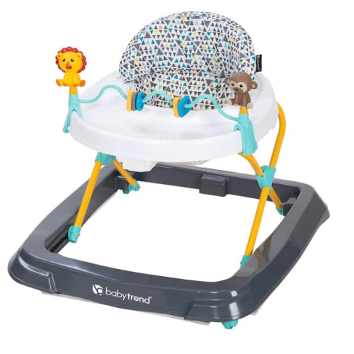 Smart Steps Trend Activity Walker with Removeable Toy Bar, Multi-Directional Front Wheels, Tray, Adjustable Height and Flat Fold Frame for Storage, Ages 6 Months +, Zoo-ometry Grey