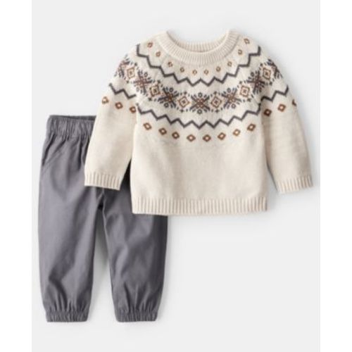 Baby Boys' Fair Isle Long-Sleeve Sweater and Pants, 2-Piece Set