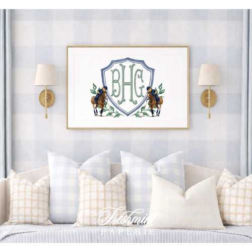 Polo Player Nursery Wall Art, Monogram, Crest, Horse, Bear