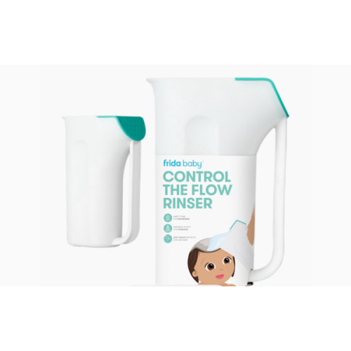 Frida Baby Control The Flow Bath Rinse Cup, Tear Free Rinser to Wash Hair and Body with Easy Grip Handle and Removable Rain Shower, Made in USA