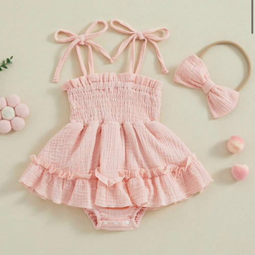 Newborn Baby Girl Romper Dress Summer Clothes Boho Photoshoot Outfits With Headband Outfits | SHEIN USA