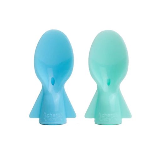 Cherub Baby Food Pouch Spoons 2 Pack Aqua / Mint