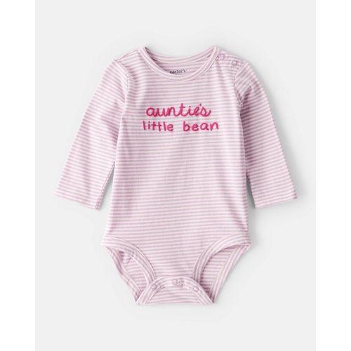 Baby Girl Little Bean Long-Sleeve Graphic Bodysuit - Pink | Carter's