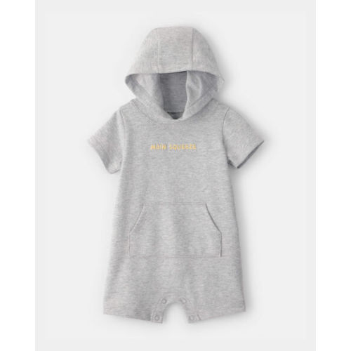 Baby Boy 'Main Squeeze' Short-Sleeve Hooded Romper - Grey | Carter's