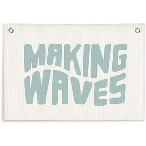 Lacama Coastal Room Decor,Making Waves Canvas Banner Beach Kids Room Decor,Surf Nursery Decor Wall Hanging Banner Flag,30x20 Inch