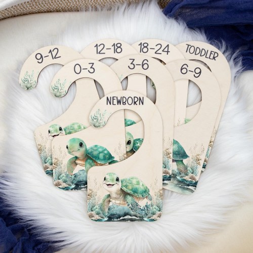 Turtle Clothing Dividers, Ocean Life Baby Clothing Divider, Wood Wardrobe Divider, Nursery Closet Divider, Turtle Nursery Theme O45