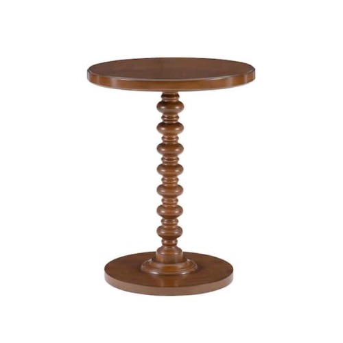 Spencer 17 in. Hazelnut Brown Round Wood End Table