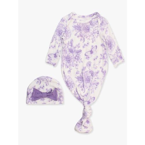 Ruffle Knotted Sleep Gown & Hat Set
