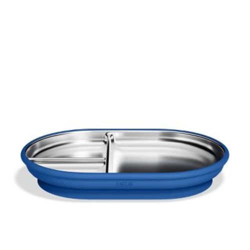 Lalo 9.84" Stainless Steel Suction Baby Plate - Blue Raspberry