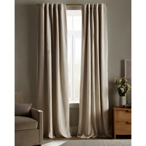 European Linen True Blackout Curtain in Flax
