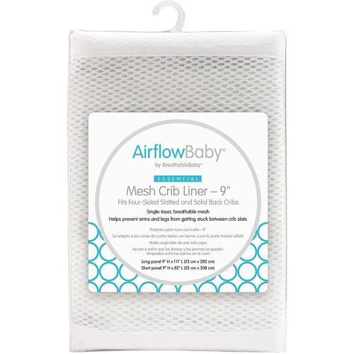 Breathable Mesh Liner for Full-Size Cribs (White, 9 inch (Pack of 1))