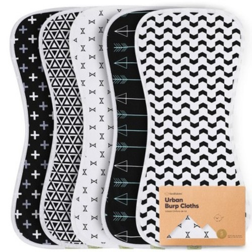 KeaBabies 5pk Urban Baby Burp Cloths, Organic Burping Cloth for Babies, Burp Rags for Baby Girls, Boys, Color: Monos