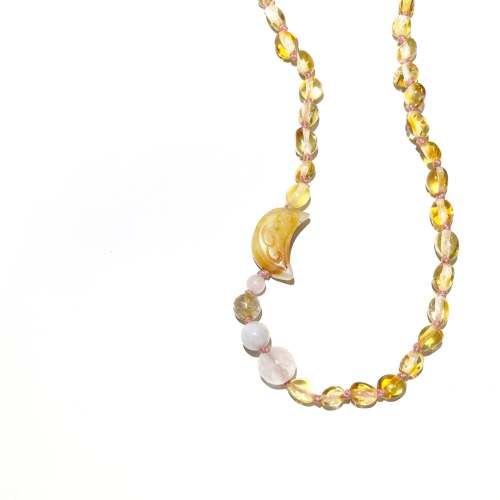 “MoonBeam” Baltic Amber & Gemstone Necklace