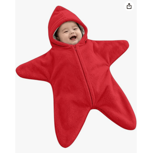 Baby Starfish Onesie Fleece Hooded Wearable Blanket Infant Star Costume