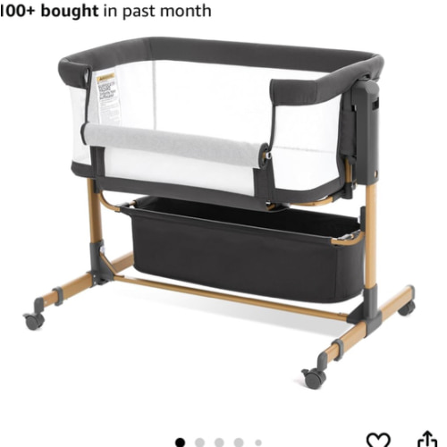 Baby Bassinet Bedside Sleeper,3-in-1 Rocking Bassinet for Baby with 6-Level Height Adjustable, 4 Wheels & Breathable Mesh Walls, Portable Bedside Crib with Mattress for Newborn