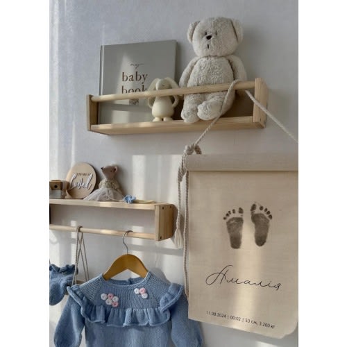 Wooden Wall Shelves Set – Natural Floating Shelf for Baby Room, Montessori Storage Bookshelf – Eco-Friendly Solid Wood, Nursery Wall Decor