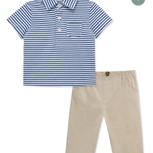 Striped Polo & Pant Set