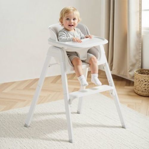 AmourLil 4-in-1 Convertible High Chair for Babies & Toddlers, Adjustable Height with Dishwasher-Safe Tray, Easy-Clean Design, Beige