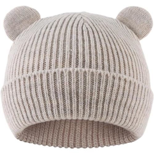 Bear Baby Beanie Knitted Baby Winter Hat Infant Toddler Boys Girls Beanie with Cotton Lining