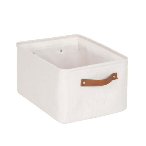 Mainstays Natural Canvas Fabric Decorative Storage Basket with Handles, 15 in x 8 in x 11 in