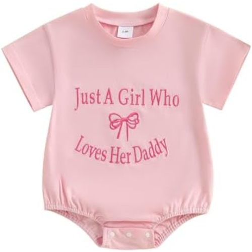 Newborn Baby Girl Romper Summer Clothes Bow Letter Embroidery Short Sleeve Bubble Romper Bodysuit T Shirt