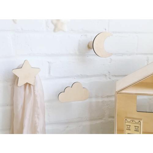 Nursery wall hooks, wall hooks for kidsroom, wall hooks, star wall hook, Kids room Hooks, Baby room decor, baby boy nursery decor, boho baby