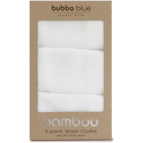Bubba Blue Bamboo Viscose/Cotton Baby Bath Face Towel Washers Super Soft 3 Pack White Unisex