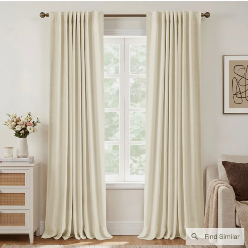Gracie Oaks Graciella Thermal Insulated Faux Linen Textured 100% Blackout Curtains- light cream 50”x 102”