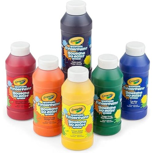 Crayola Washable Finger Paints (6ct), Toddler Paint Set, Nontoxic Finger Paint for Kids, Arts & Crafts Supplies for Toddlers, Teacher Classroom Must Have [Amazon Exclusive]