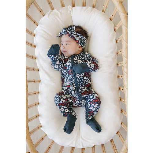 americana floral ribbed bamboo zipper
