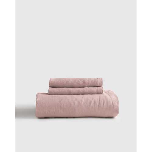 European Linen Fitted Sheet Set in Dusty Mauve