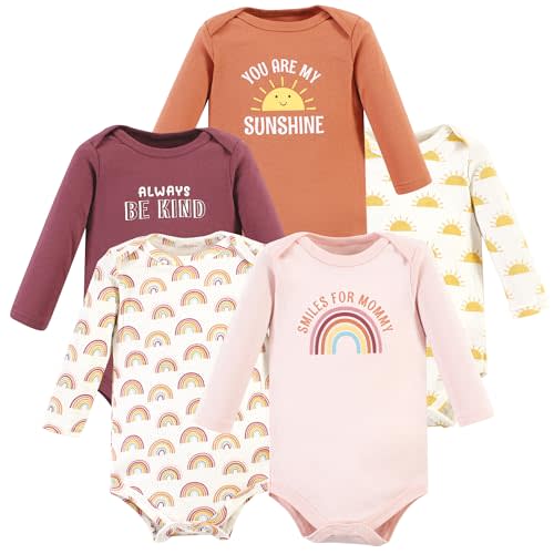 Hudson Baby baby-girls Cotton Long-sleeve Bodysuits 5-pack