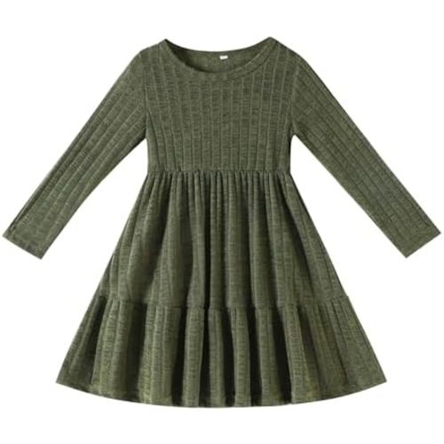 Long Sleeve Dress Knit Sweater Dresses Tiered Swing
