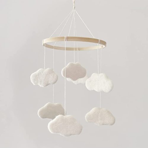 Baby Mobile for Crib - Boho Crib Mobile - Felt Cloud Mobile - Gender Neutral Baby Mobile - Boho Nursery Decor - Crib Mobile for Girls, Boys - Mobile for Bassinet, Pack N Play - Cloud