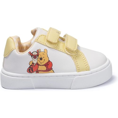 Disney Infant Sneakers - Winnie The Pooh and Minnie Mouse Baby Court Sneakers with a Hook and Loop Closure, Yellow, Size 4 Infant