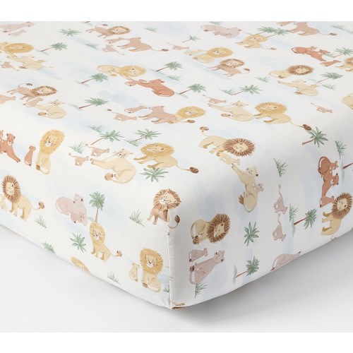 Lion Family Organic Crib Fitted Sheet