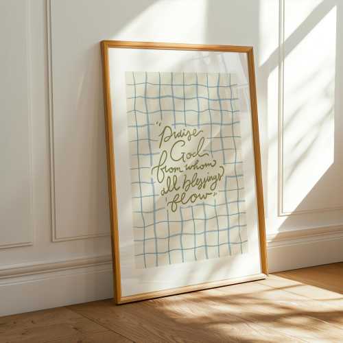 Doxology Print: Vintage Christian Hymn Art, Dorm Decor Digital Download